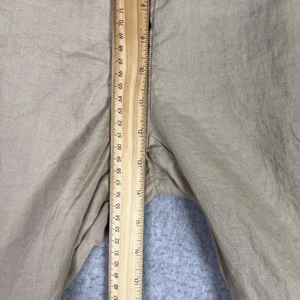 Quince Beige 100% European Linen Cropped High Waisted Pull On Pants Size XL